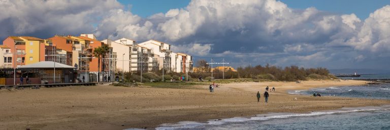 Môle beach in Cap d'Agde on a cloudy day